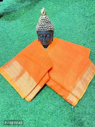 Stylish Orange Saree with Blouse piece For Women