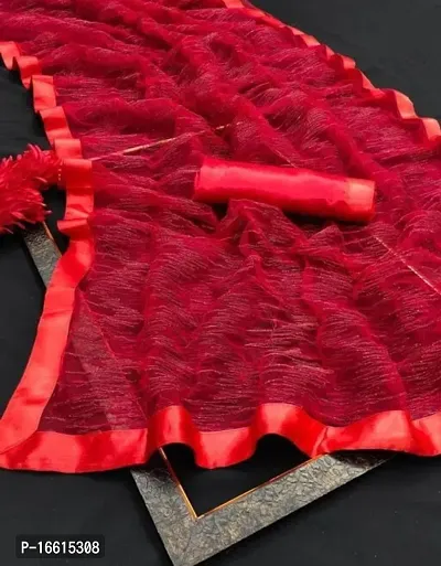 Stylish Red Saree with Blouse piece For Women