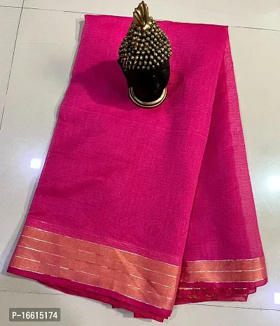 Stylish Pink Saree with Blouse piece For Women