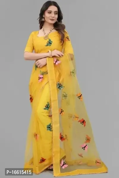 Trendy Yellow Silk Blend Sarees For Women