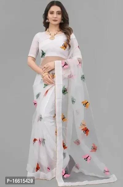 Stylish White Silk Blend Sarees For Women