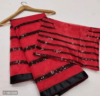 Stylish Red Net Sarees For Women