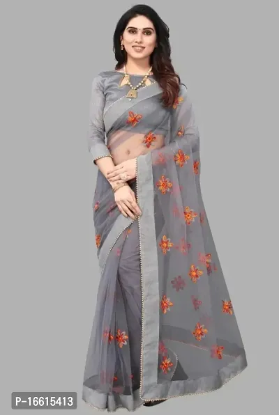 Stylish Grey Saree with Blouse piece For Women