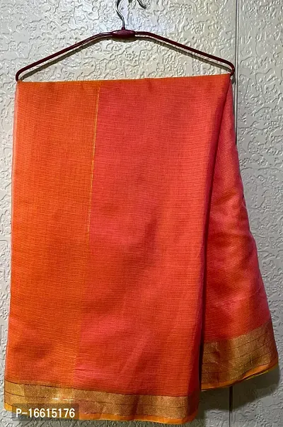 Stylish Peach Saree with Blouse piece For Women