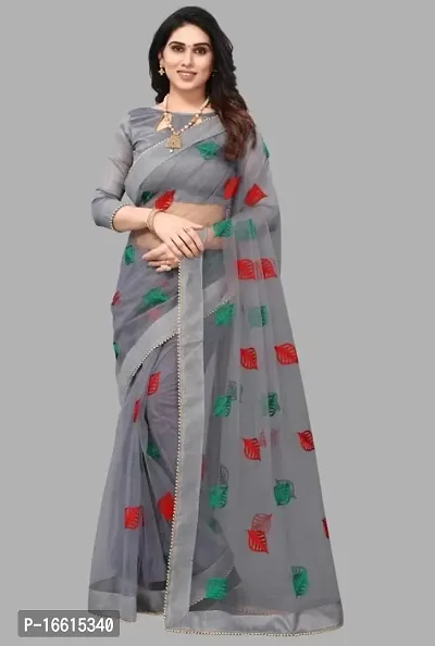 Stylish Grey Saree with Blouse piece For Women