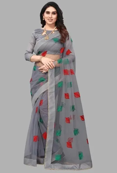 Alluring Net Saree with Blouse piece 