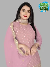 Stylish Pink Embellished Georgette Dress Material with Dupatta For Women-thumb3