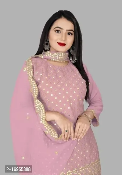 Stylish Pink Printed Shantoon Dress Material with Dupatta For Women