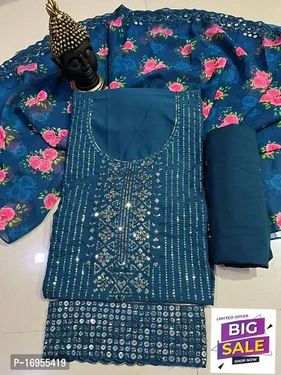 Stylish Georgette Dress Material with Dupatta For Women-thumb0