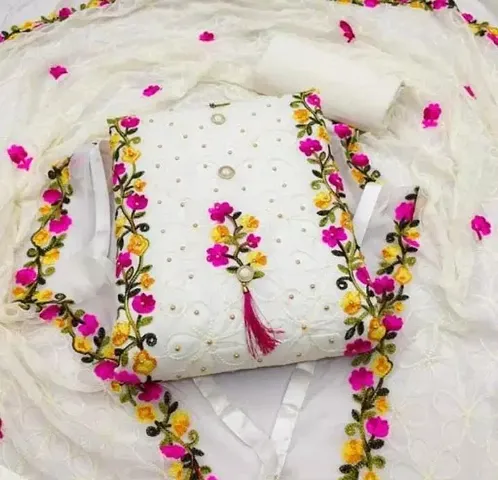 TOZRI Womens Cotton Un-Stitched Dress Material 