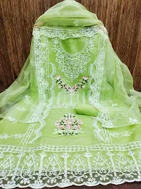 Elegant Organza Embroidered Dress Material with Dupatta For Women-thumb1