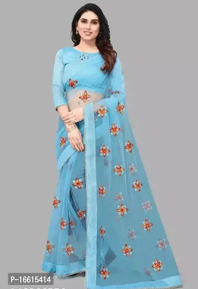 Stylish Blue Saree with Blouse piece For Women-thumb0