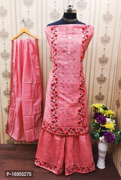 Chanderi Cotton Unstitched Dress Material For Women