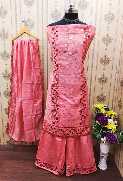 Chanderi Unstitched Dress Material For Women