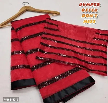 Stylish Red Saree with Blouse piece For Women
