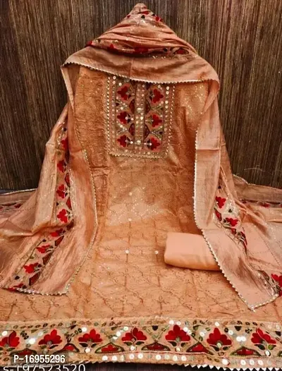 Stylish Chanderi Cotton Dress Material with Dupatta For Women