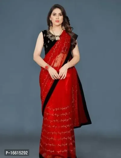 Stylish Red Silk Blend Sarees For Women