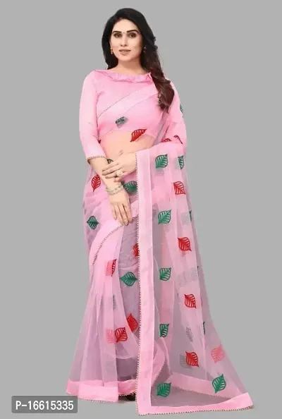 Stylish Pink Saree with Blouse piece For Women-thumb0