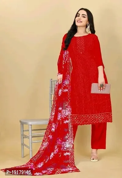 Stylish Women Georgette Dress Material with Dupatta-thumb3