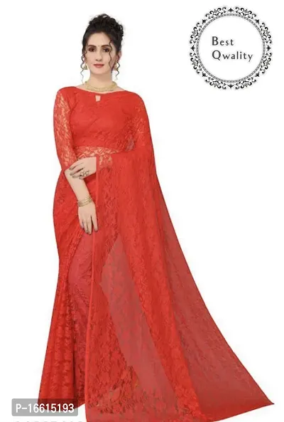 Stylish Red Net Sarees For Women