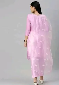 Designer Pink Organza Unstitched Dress Material Top With Bottom Wear And Dupatta Set for Women-thumb1