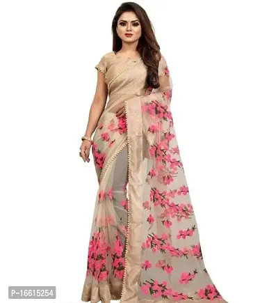 Stylish Golden Saree with Blouse piece For Women-thumb0