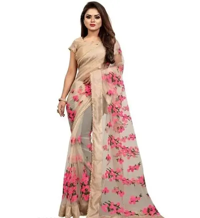 Alluring Net Saree with Blouse piece 