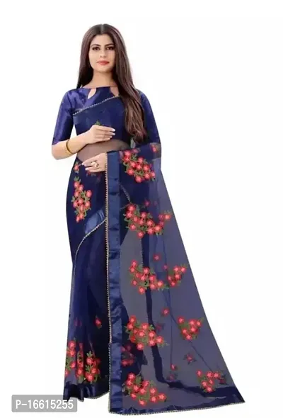 Stylish Blue Saree with Blouse piece For Women-thumb0