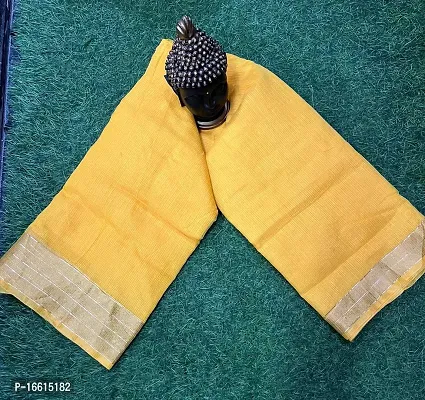 Stylish Yellow Saree with Blouse piece For Women-thumb0