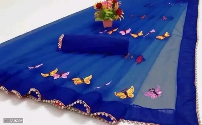 Stylish Blue Saree with Blouse piece For Women-thumb0