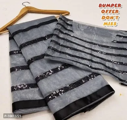 Stylish Grey Saree with Blouse piece For Women