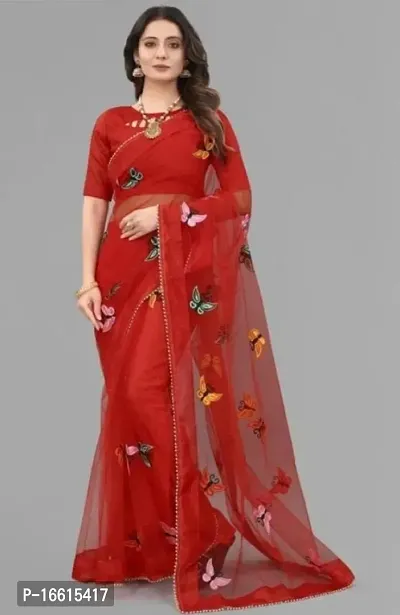 Stylish Red Silk Blend Sarees For Women