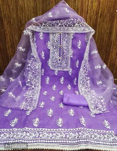 Stylish Purple Embroidered Shantoon Dress Material with Dupatta For Women-thumb0