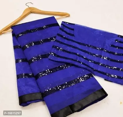 Stylish Blue Saree with Blouse piece For Women-thumb0