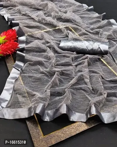 Stylish Grey Saree with Blouse piece For Women