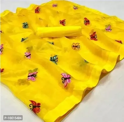 Stylish Yellow Saree with Blouse piece For Women-thumb0