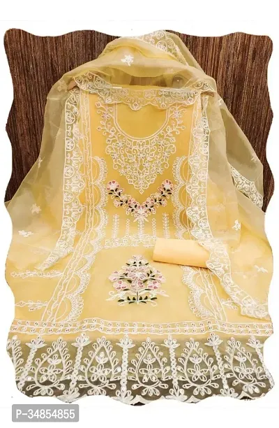 Elegant Organza Embroidered Dress Material with Dupatta For Women-thumb0