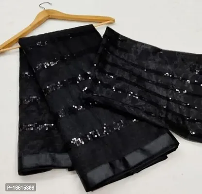 Stylish Black Net Sarees For Women-thumb0