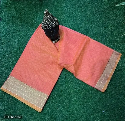 Stylish Peach Saree with Blouse piece For Women