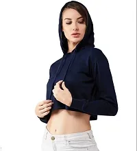 Stylish Fancy Cotton Solid Crop Casual Wear Hoodie For Women-thumb1