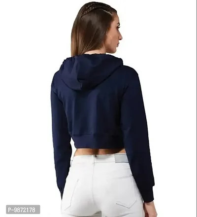 Stylish Fancy Cotton Solid Crop Casual Wear Hoodie For Women-thumb3