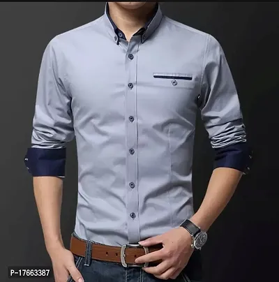 Trendy Silk Blend Long Sleeves Casual Shirt for Men-thumb0