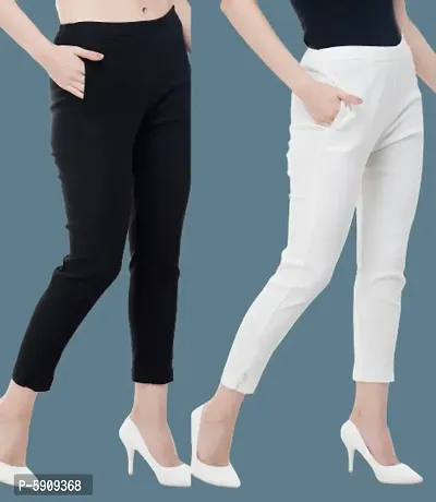 Women Stylish Cotton Blend Trousers/Pants Combo of 2-thumb0
