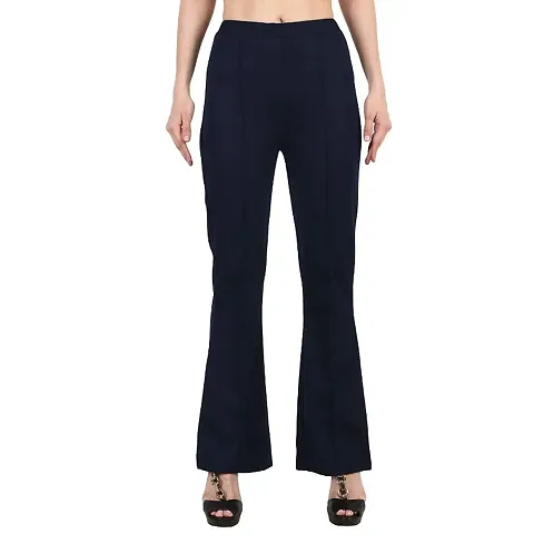 Women's Regular Fit Crepe Pant (Black)