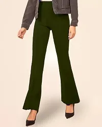 Women Stylish Solid Regular Fit Bellbottom Pants Bootcut Trousers-thumb3