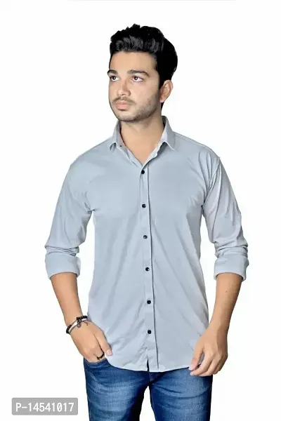 Stylish Fancy Cotton Blend Solid Long Sleeves Casual Shirts For Men-thumb0