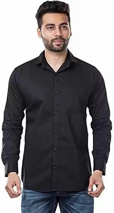 moudlin Solid Mens Spread Collar casual Shirt