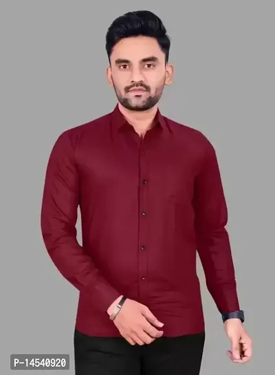 Stylish Fancy Cotton Blend Solid Long Sleeves Casual Shirts For Men