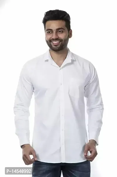 Stylish Fancy Cotton Blend Solid Long Sleeves Casual Shirts For Men-thumb0