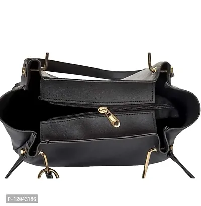 VITALITY Handbag for Women & Girls for Wedding Casual Evening Party Office Business Work Purse Bags Indian Handbag Gift_Black (26 x 27 x 10 cm)-thumb3